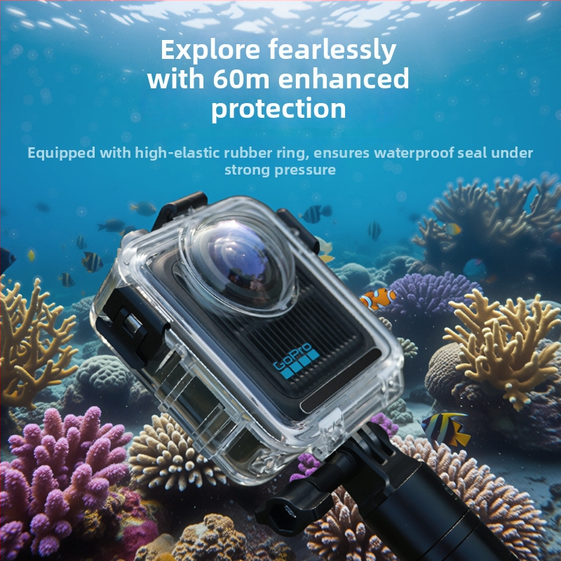 Vodotesná skriňa pre Gopro Max2 panoramatickú akčnú kameru – optické sklo, PC a nerezová oceľ