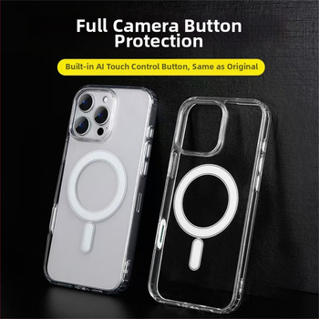iPhone 16 Pro vāciņš ar AI skārienpogu un magnētisku pievilkšanu MagSafe (Materiāli: akrils + TPU; magnētiskais gredzens; AI skārienpogas; MagSafe saderīgs; anti-skrāpēšana)