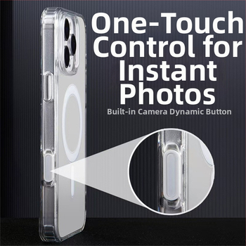 iPhone 16 Pro vāciņš ar AI skārienpogu un magnētisku pievilkšanu MagSafe (Materiāli: akrils + TPU; magnētiskais gredzens; AI skārienpogas; MagSafe saderīgs; anti-skrāpēšana)