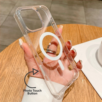 iPhone 16 Pro vāciņš ar AI skārienpogu un magnētisku pievilkšanu MagSafe (Materiāli: akrils + TPU; magnētiskais gredzens; AI skārienpogas; MagSafe saderīgs; anti-skrāpēšana)