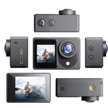 Kerékpáros akciókamera – 48 MP érzékelő, TF-kártya tárhely, két LCD kijelző, modell A26, akkumulátor üzemideje 90–110 perc