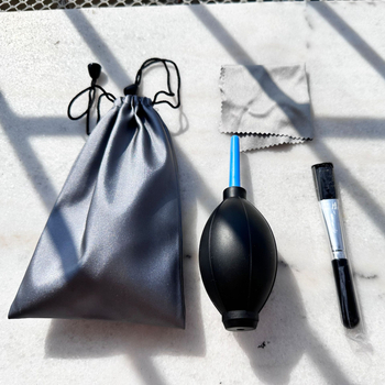 Комплект за почистване на фотоапарат SLR/без огледало — въздушен балон, Lens Pen, микрофибърна кърпа, чанта за съхранение — универсална съвместимост