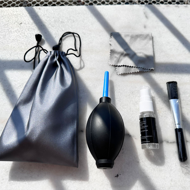 Комплект за почистване на фотоапарат SLR/без огледало — въздушен балон, Lens Pen, микрофибърна кърпа, чанта за съхранение — универсална съвместимост