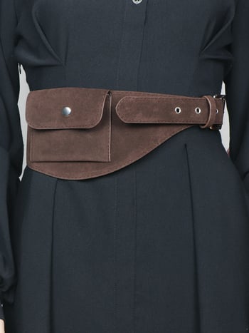 Utcai stílusú deréktáska széles pánttal — PU anyag, kapucsukásos zárás, őszi 2025