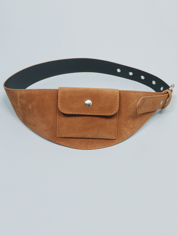 Utcai stílusú deréktáska széles pánttal — PU anyag, kapucsukásos zárás, őszi 2025