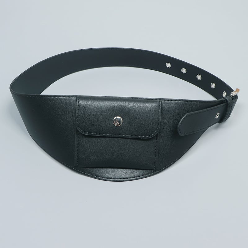 Utcai stílusú deréktáska széles pánttal — PU anyag, kapucsukásos zárás, őszi 2025