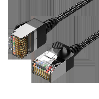 Cablu CAT6 flexibil cu cotă de 90° și conductor ultra-subțire pentru rețele Gigabit (flexibil, 90°, ultra-subțire)