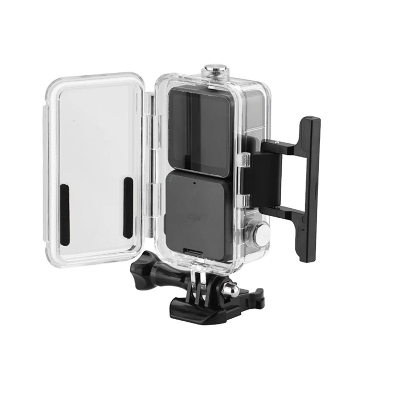 Vodootporan kućište za DJI Action 2 s dvostrukim zaslonom – prozirno kućište, vodootpornost do 60 m, materijal: H9 kaljeno staklo + PC + nehrđajući čelik, kompatibilan s dvostrukim zaslonskim paketom Action 2