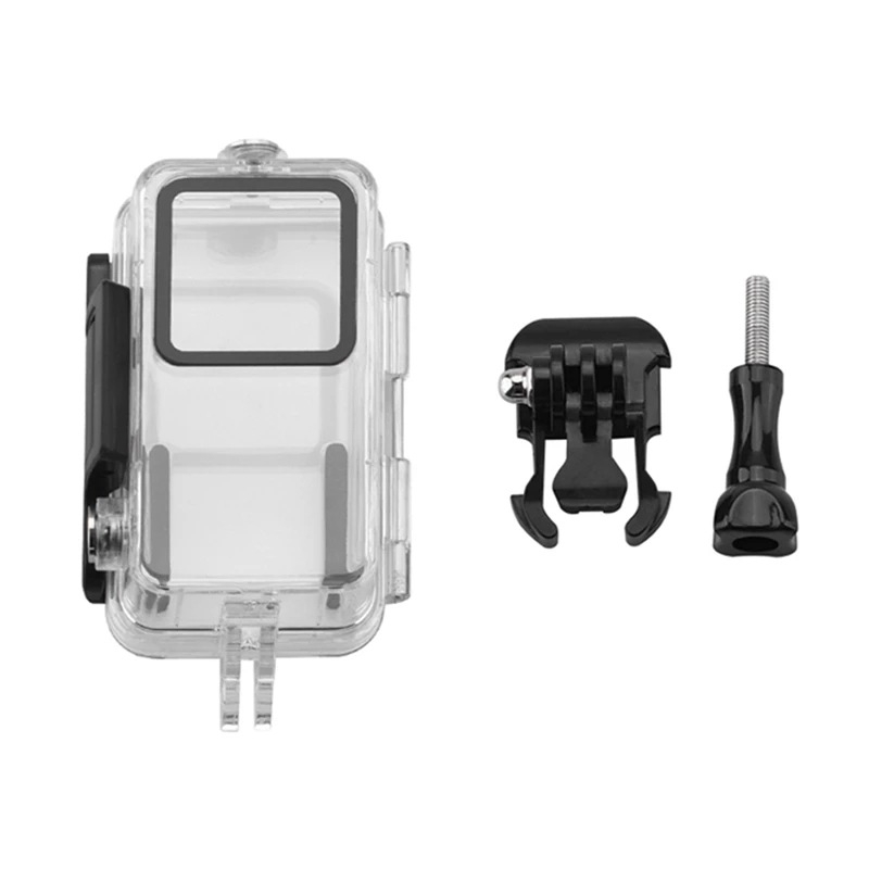 Vodootporan kućište za DJI Action 2 s dvostrukim zaslonom – prozirno kućište, vodootpornost do 60 m, materijal: H9 kaljeno staklo + PC + nehrđajući čelik, kompatibilan s dvostrukim zaslonskim paketom Action 2