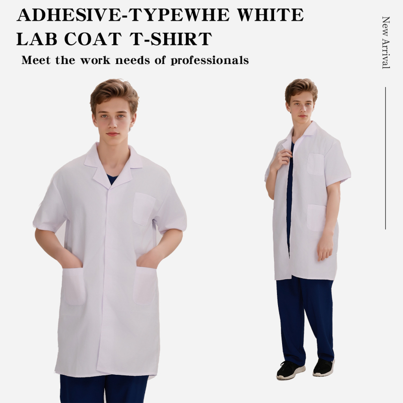 Nightingale unisex dlhý rukáv laboratórny plášť s Velcro zapínaním, bavlneno-polyesterová zmes, odvádzanie vlhkosti, golier typu saka