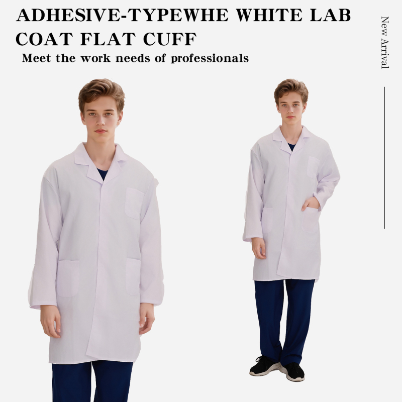 Nightingale unisex dlhý rukáv laboratórny plášť s Velcro zapínaním, bavlneno-polyesterová zmes, odvádzanie vlhkosti, golier typu saka