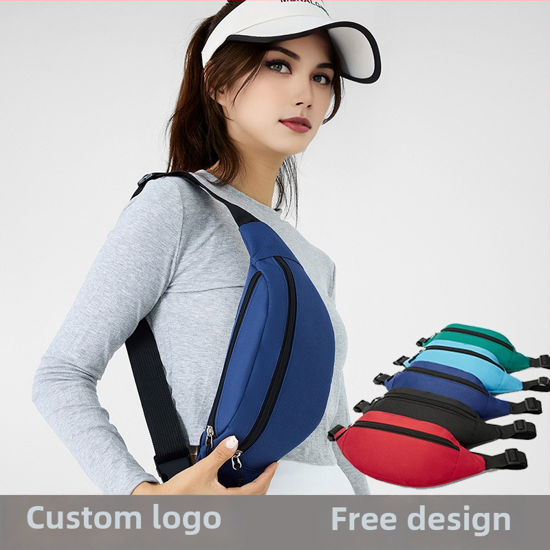 Oxford anyagú sport deréktáska, több rekeszes, uniszex, poliészter bélés, városi stílus