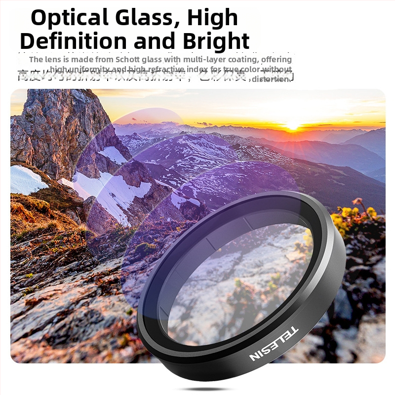 TELESIN UV zaštitno ogledalo za DJI Action 3/4/5 — aluminijska legura + optičko staklo, dodatak filtra