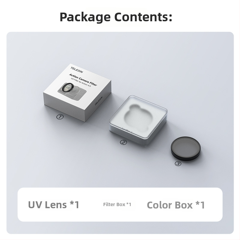 TELESIN UV zaštitno ogledalo za DJI Action 3/4/5 — aluminijska legura + optičko staklo, dodatak filtra