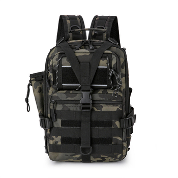 Túra hátizsák — Oxford anyag, ergonikus hátsó panel, légáteresztő és vízálló lopás elleni védelemmel, poliészter bélés, geometriai mintázat