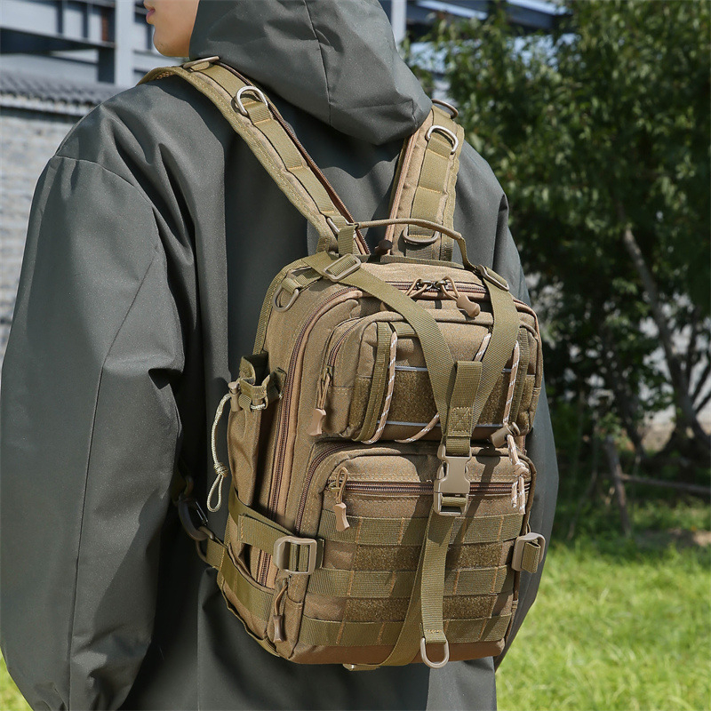 Túra hátizsák — Oxford anyag, ergonikus hátsó panel, légáteresztő és vízálló lopás elleni védelemmel, poliészter bélés, geometriai mintázat