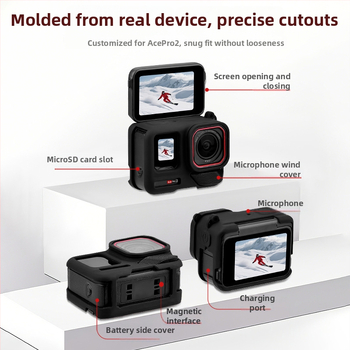 Insta360 Ace Pro 2 Apsaugos Silikoninis Korpusas Dangtelis ir Objektyvo Priedai (OEM, AC2012, Licencijuotos Privatus Ženklai: Taip)