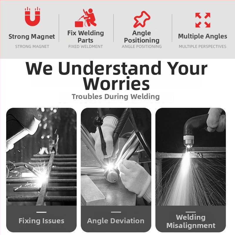 Magnētisks uzstādītājs metināšanai taisnā leņķī — mājsaimniecības lietošanai, lokalizators un fiksēšanas instruments