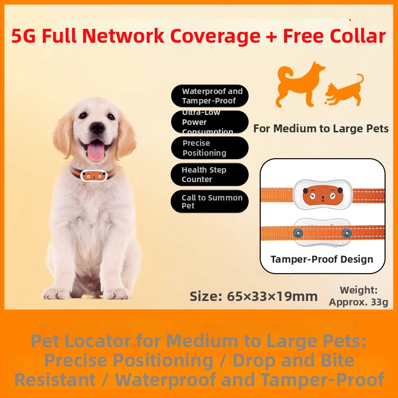 Locator GPS pentru animale M7 — IP66 impermeabil, alarme: mobil și geofence, hartă Baidu, autonomie baterie 120 h