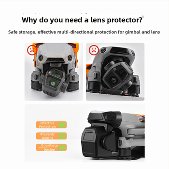 Brdrc Objektyvo apsauginis dangtelis DJI Air 3S, dulkėms atsparus ir smūgiams atsparus, su fiksuota sagtimi, PC medžiaga, svoris 53,8 g, komplekte objektyvo dangtelis