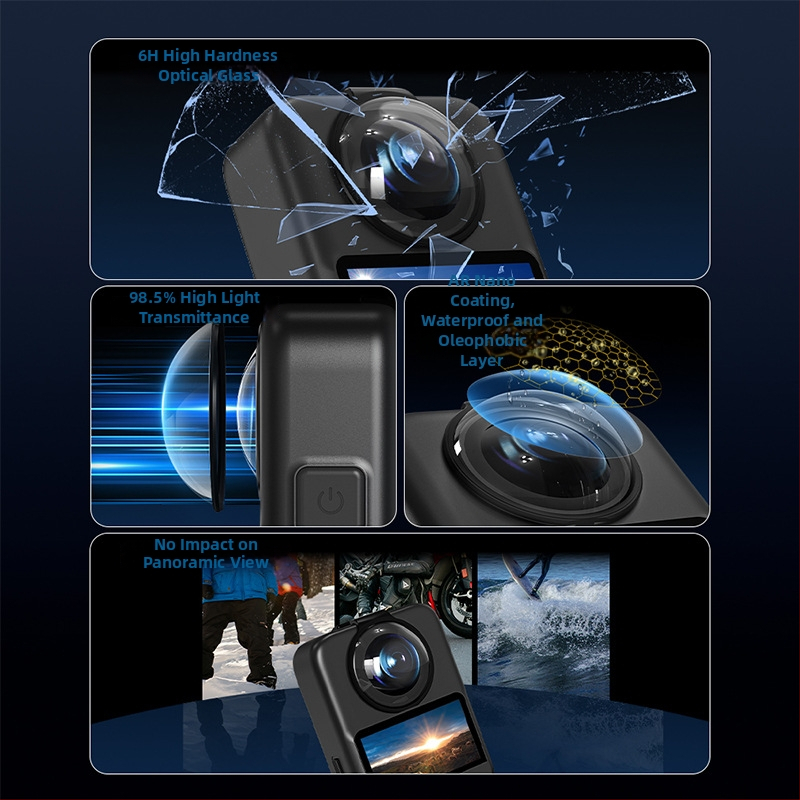 Klaasist kaitsekate DJI Osmo 360 panoraamkaamera jaoks – antifog objektiiv, tolmukaitse, OEM bränd, volitatud privaatne bränd