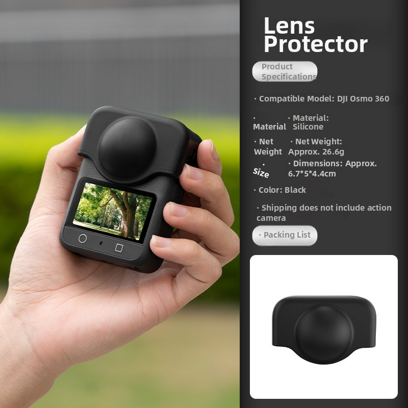 Silikoninis objektyvo dangtelis DJI Osmo 360 – dulkėms atsparus panoraminės veiksmo kameros objektyvo dangtelis (30,2 g)