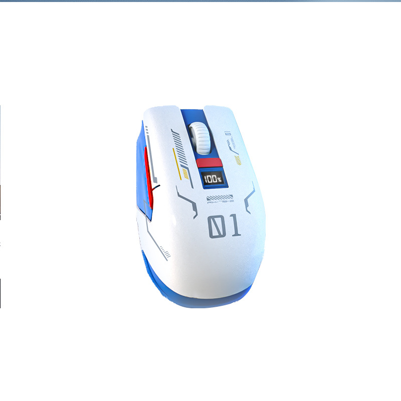 Bežični Bluetooth gaming miš s digitalnim zaslonom, tri DPI načina 800/1200/1600, Type-C punjenje, 5 tipki, model M1, bijela