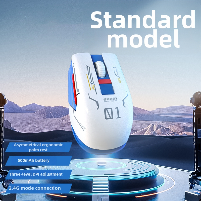 Bezdrôtová Bluetooth herná myš s digitálnym displejom, tri režimy DPI 800/1200/1600, Type-C nabíjanie, 5 tlačidiel, model M1, biela