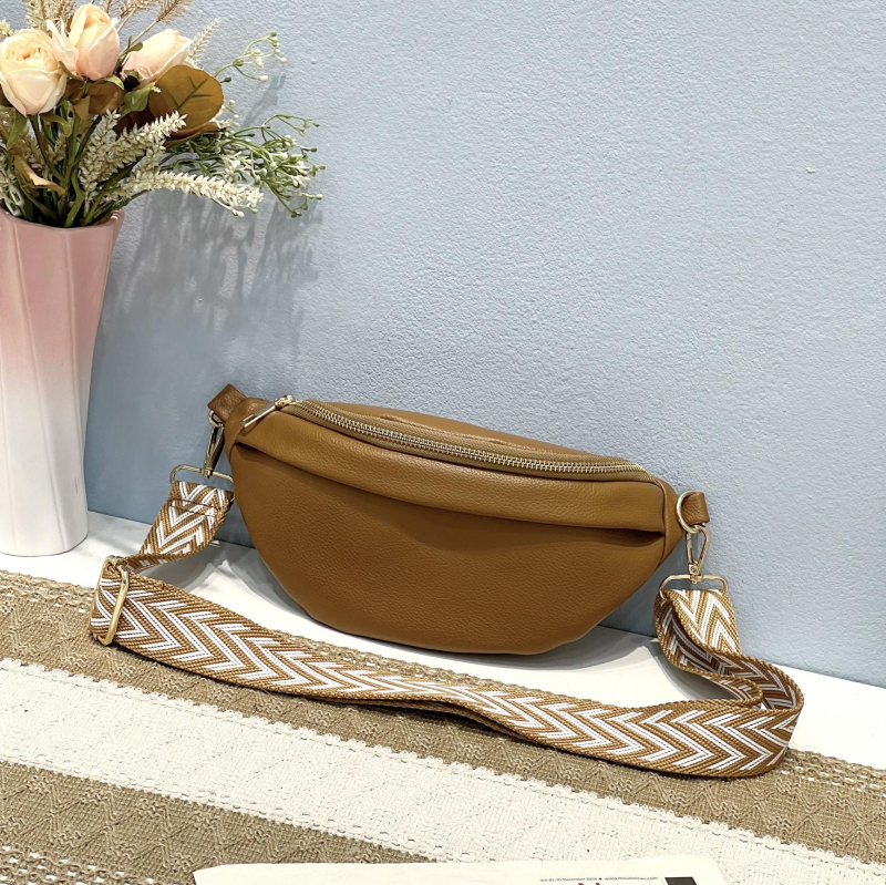 Ženska PU torba za pojas/crossbody – ulični stil, zatvarač, unutarnja džep s zipom, mekani materijal, vanjski otvoreni džep