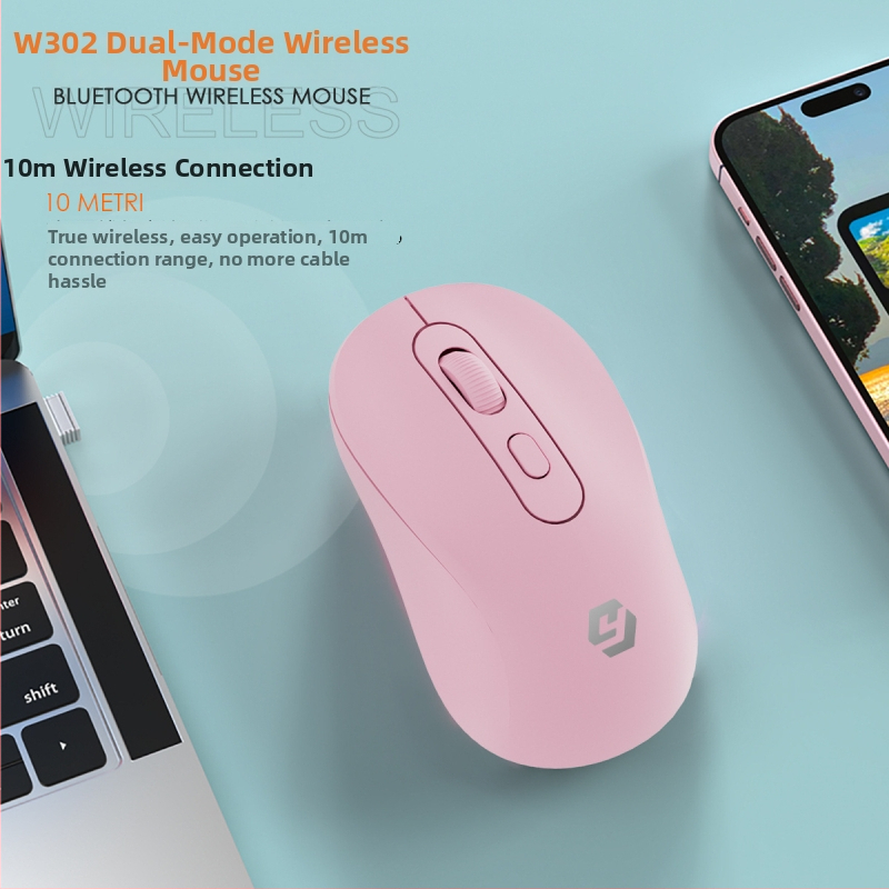 Belaidė optinė pelė nešiojamam kompiuteriui, įkraunama, dviejų režimų Bluetooth ir 2.4G, USB sąsaja, 1600 DPI, ergonomiškas dizainas