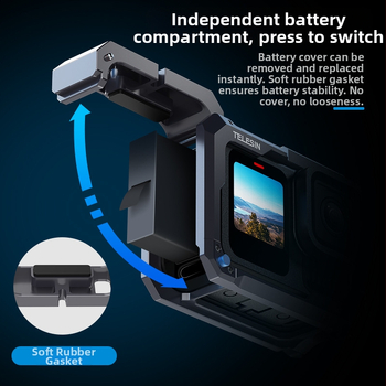 Telesin GP13 kovová klietka pre GoPro – vylepšený model, kompatibilný s HERO 9–13, hliníková zliatina, kód produktu S6-fms-15-tgp