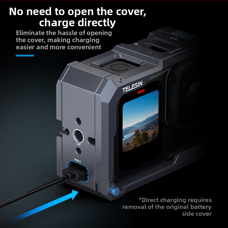 Telesin GP13 kovová klietka pre GoPro – vylepšený model, kompatibilný s HERO 9–13, hliníková zliatina, kód produktu S6-fms-15-tgp