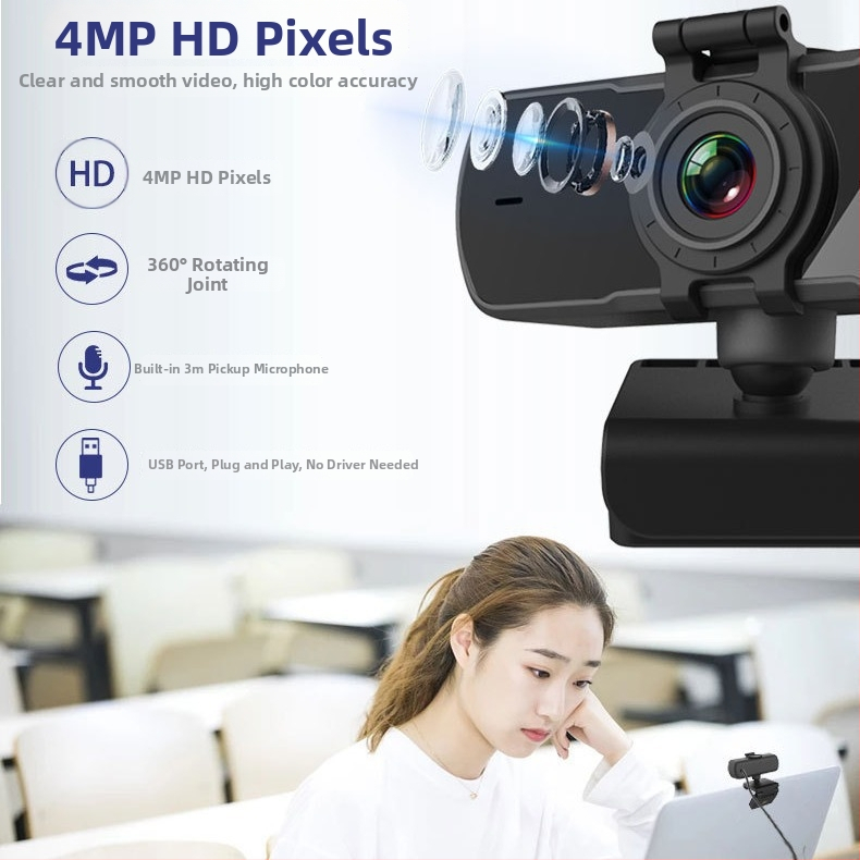 HD bezvadu webkamera videokonferencēm ar autofokusu un iebūvētu mikrofonu, izšķirtspēja 2560x1440 pie 25fps, USB 2.0