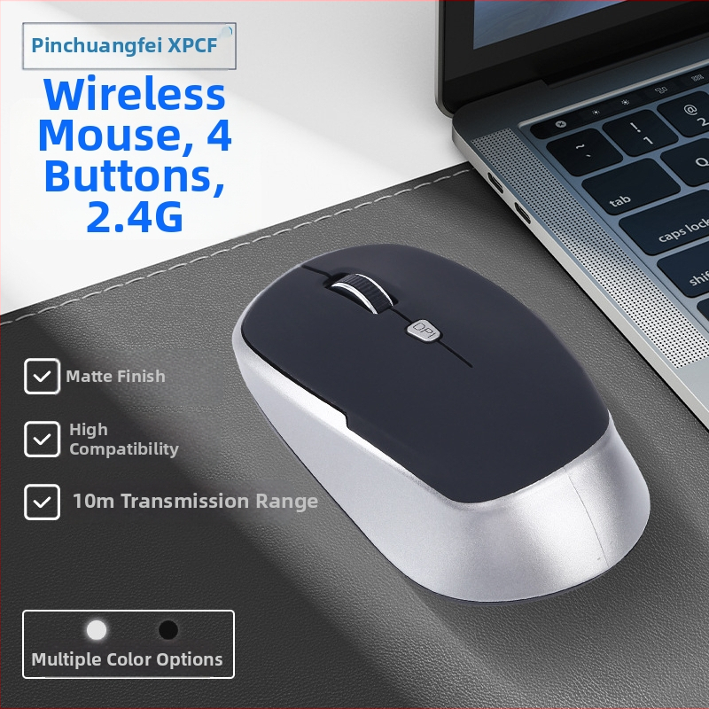 Bezdrôtová myš 2.4G, 4 tlačidlá, Plug-and-play, ergonomický dizajn, prispôsobiteľné logo