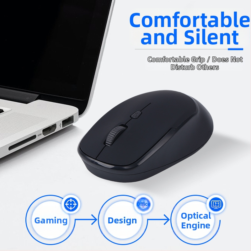 Bezdrôtová myš 2.4G, 4 tlačidlá, Plug-and-play, ergonomický dizajn, prispôsobiteľné logo