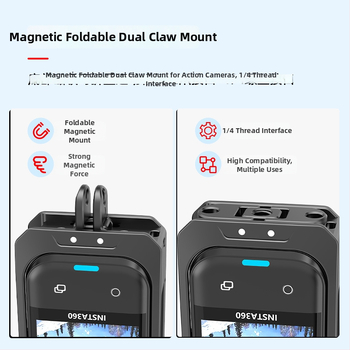 Ochranný rám pre Insta360 X5 panoramatickú kameru — hliníková zliatina + silikón, Rozšírená klietka s dvojitým upevnením