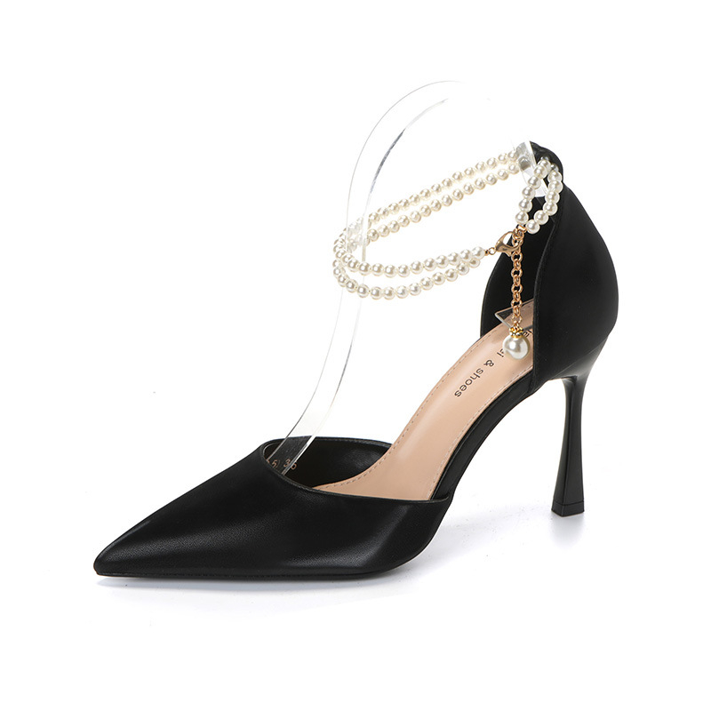 Високи токчета с остър нос, PU горна част, тънък стилетен ток над 8 см