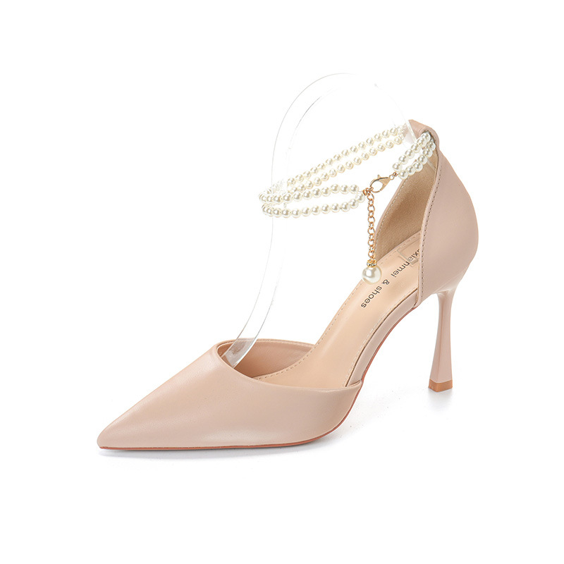 Високи токчета с остър нос, PU горна част, тънък стилетен ток над 8 см