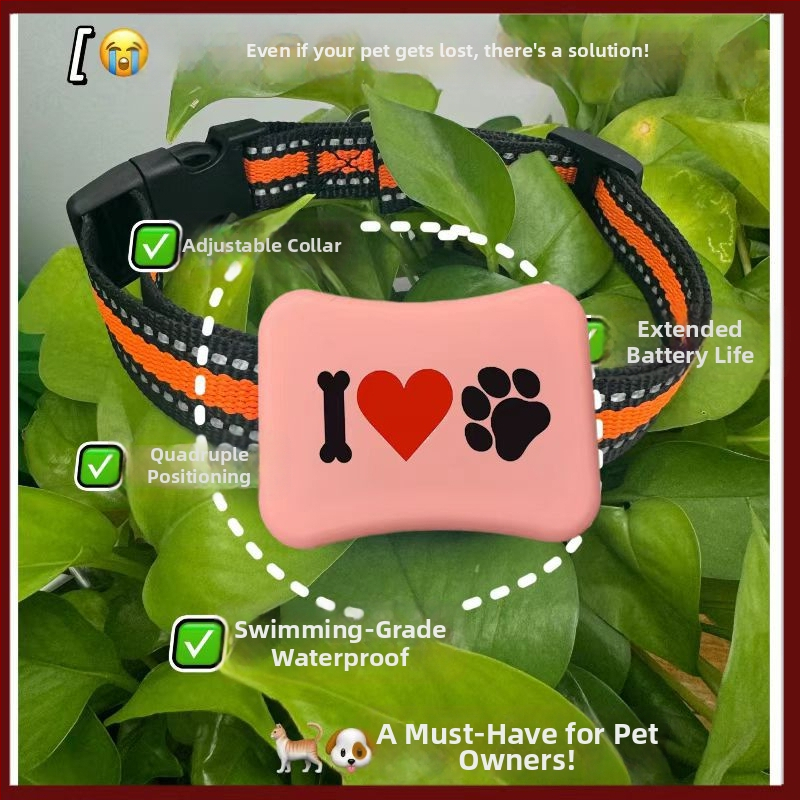 GPS локатор за домашни любимци с 4G, точност на позициониране 5 м, IP67 водоустойчив, живот на батерията 15–30 дни (аларми: вибрация, загуба на захранване, SOS, ограда, превишена скорост)
