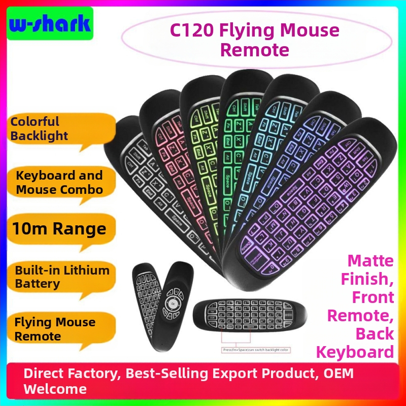 C120 Bezvadu gaisa pele ar tastatūru – USB interfeiss, 10 m darbības diapazons, Ergonomisks dizains, Viss vienā tālvadības pultī