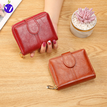 Ženski kratki novčanik od PU kože, jednobojni dizajn, Ino, podstava poliester, jesen 2018, zaštita od krađe, otporan na trošenje, proširivi kapacitet.