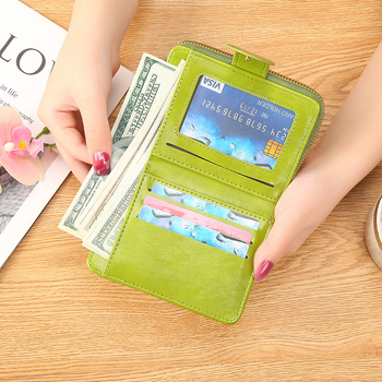 Ženski kratki novčanik od PU kože, jednobojni dizajn, Ino, podstava poliester, jesen 2018, zaštita od krađe, otporan na trošenje, proširivi kapacitet.