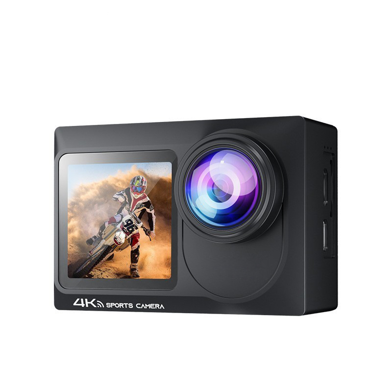 Sportska akcijska kamera - 4K60, Wi-Fi, dvostruki zaslon, vodootporna, SD do 128GB, ABS kućište, 90 minuta baterije