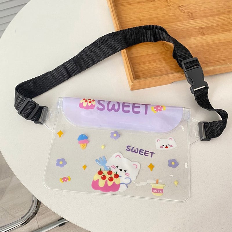 Vodootporna sportska torba za struk – motiv anime crtića, PVC podstava, proljeće 2024