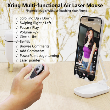 Bluetooth peli tālvadības pults TikTok īsiem video un PPT slaidu pārvietošanai datorā/telefonā/tabletē (Zīmols WXV, Modelis D13, Baterijas jauda 150 mAh, Materiāls ABS, Svars 22.2 g)