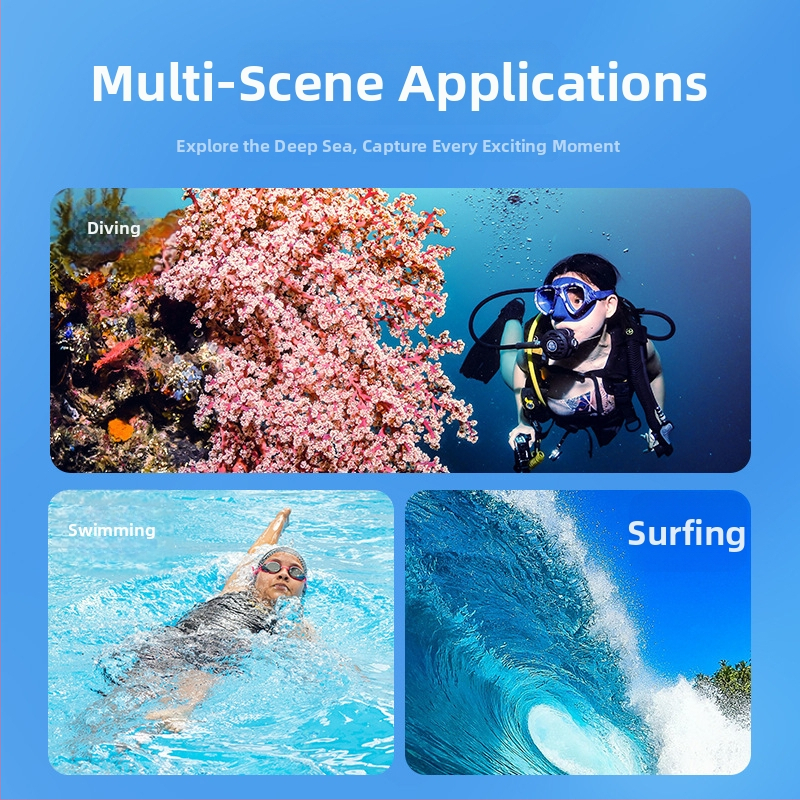 Carcasă de protecție subacvatică pentru Insta360 Go3S; adâncime de până la 40 m; material: PC + sticlă optică temperată + oțel inoxidabil; greutate: 64 g; include: carcasă impermeabilă, bază de interfață 1/4", vată cu alcool, cheie