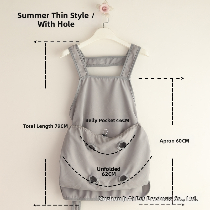 Katės priežiūros prijuostė – minkšta, kvėpuojanti, ketverių sezonų, plaukų neprilipo, tinkama laikyti kates parduotuvėse