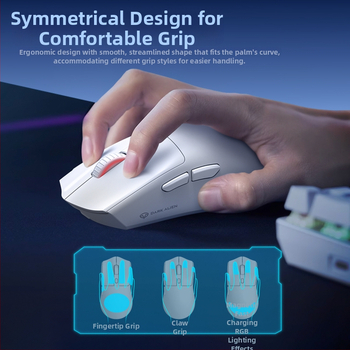 Bezvadu spēļu pele ar trim režīmiem (Bluetooth/Wired/uzlādes bāze) un RGB bāze, DPI 2000, svars 59 g