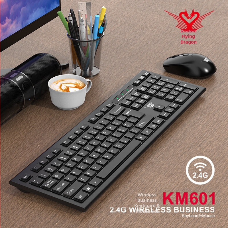 Km601 Bezdrôtový set klávesnice a myši, 104 kláves, 2.4G, ergonomický, Plug-and-Play
