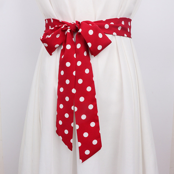 Šal-pojas s točkicama za žene, materijal tkanina, širina >4 cm, kopča u obliku mašne, stil all‑match, otisak s točkicama